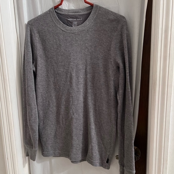 AMERICAN eagle gray ribbed long sleeve shirt size xs - Picture 1 of 3